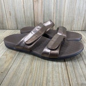 Vionic Women's Size 12 Shore Double Strap Bronze Slide Sandals